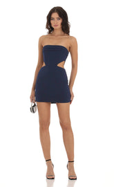 Corset Cutout Dress in Navy
